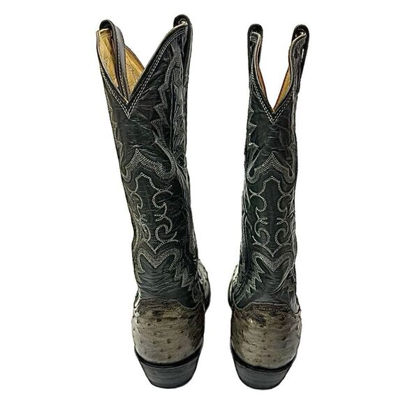 Justin Boots #8936 Men’s Cowboy Boots Antique Grey Ostrich Leather Size 8D - Picture 8 of 12